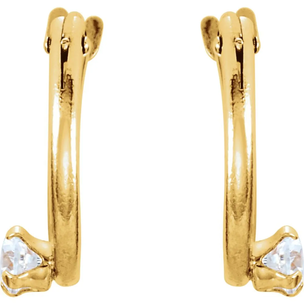 14k Yellow Gold Youth Cubic Zirconia Hoop Earrings