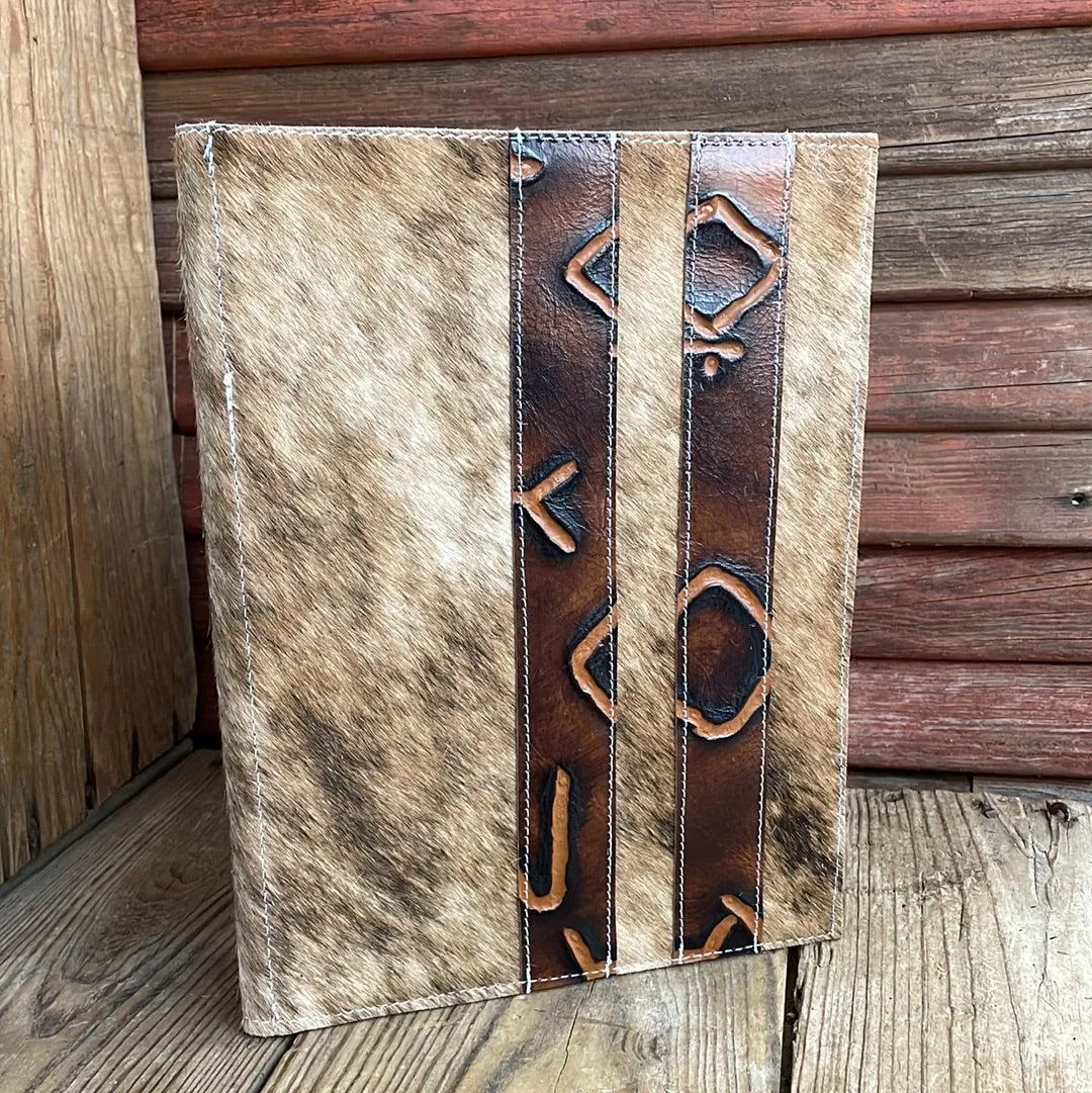 158 Large Notepad Cover - Brindle w/ Burnt Brands