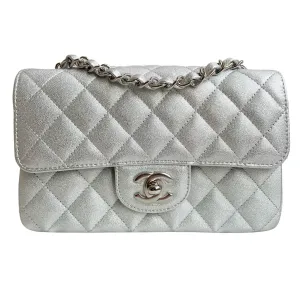 21P Silver Lambskin Mini Rectangular Flap Bag