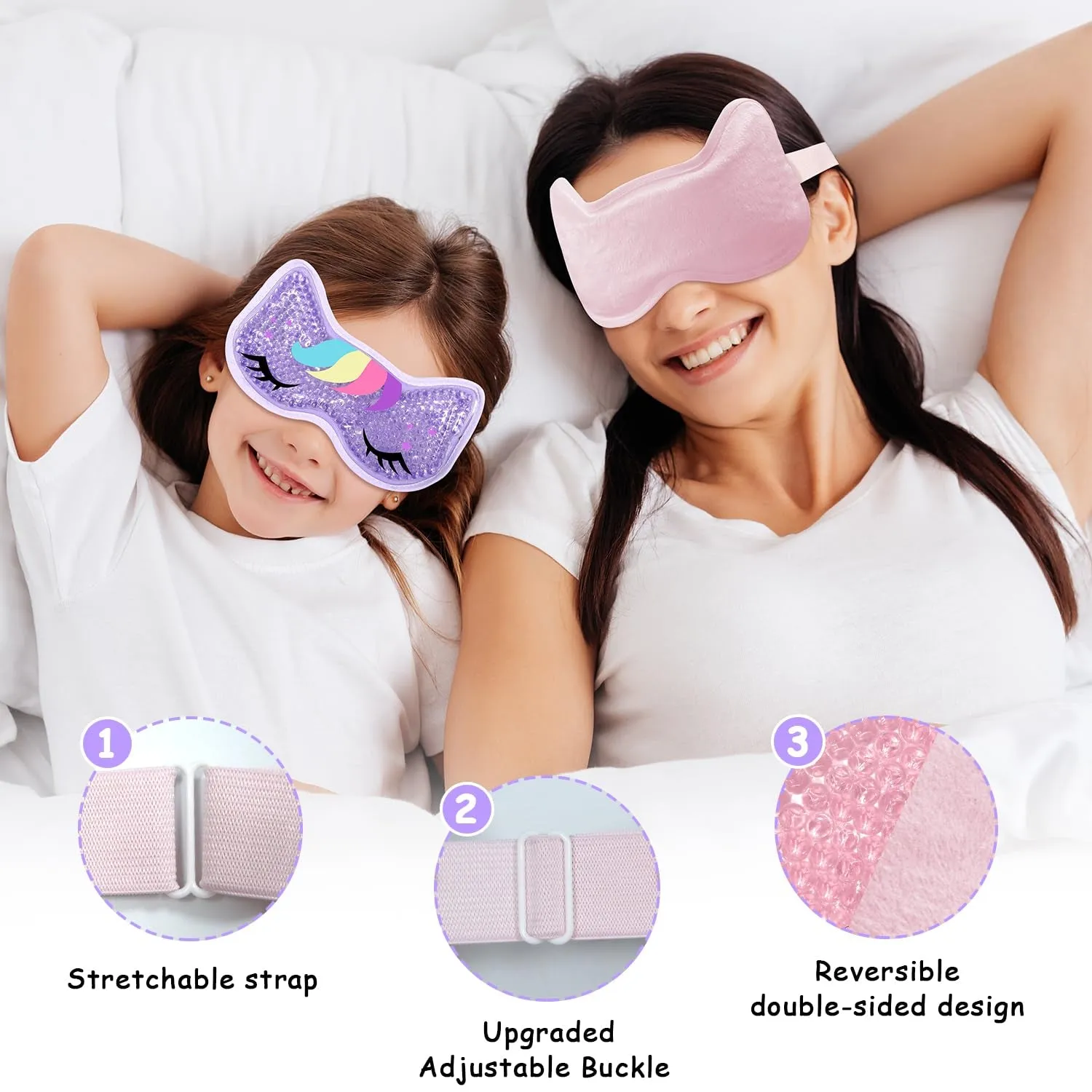 2PCS Adorable Cooling Eye Mask Gel Eye Mask, Reusable Hot Cold Therapy Cold Eye Mask for Post Surgery, Puffiness, Dark Circles, Eye Bags, Dry Eyes, Migraines with Soft Plush Backing