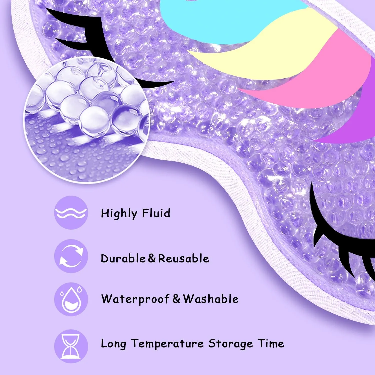 2PCS Adorable Cooling Eye Mask Gel Eye Mask, Reusable Hot Cold Therapy Cold Eye Mask for Post Surgery, Puffiness, Dark Circles, Eye Bags, Dry Eyes, Migraines with Soft Plush Backing