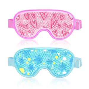 2PCS Cooling Eye Mask Gel Eye Mask, Reusable Hot Cold Therapy Cold Eye Mask for Post Surgery, Puffiness, Dark Circles, Eye Bags, Dry Eyes, Migraines with Soft Plush Backing (Heart Snowflake)