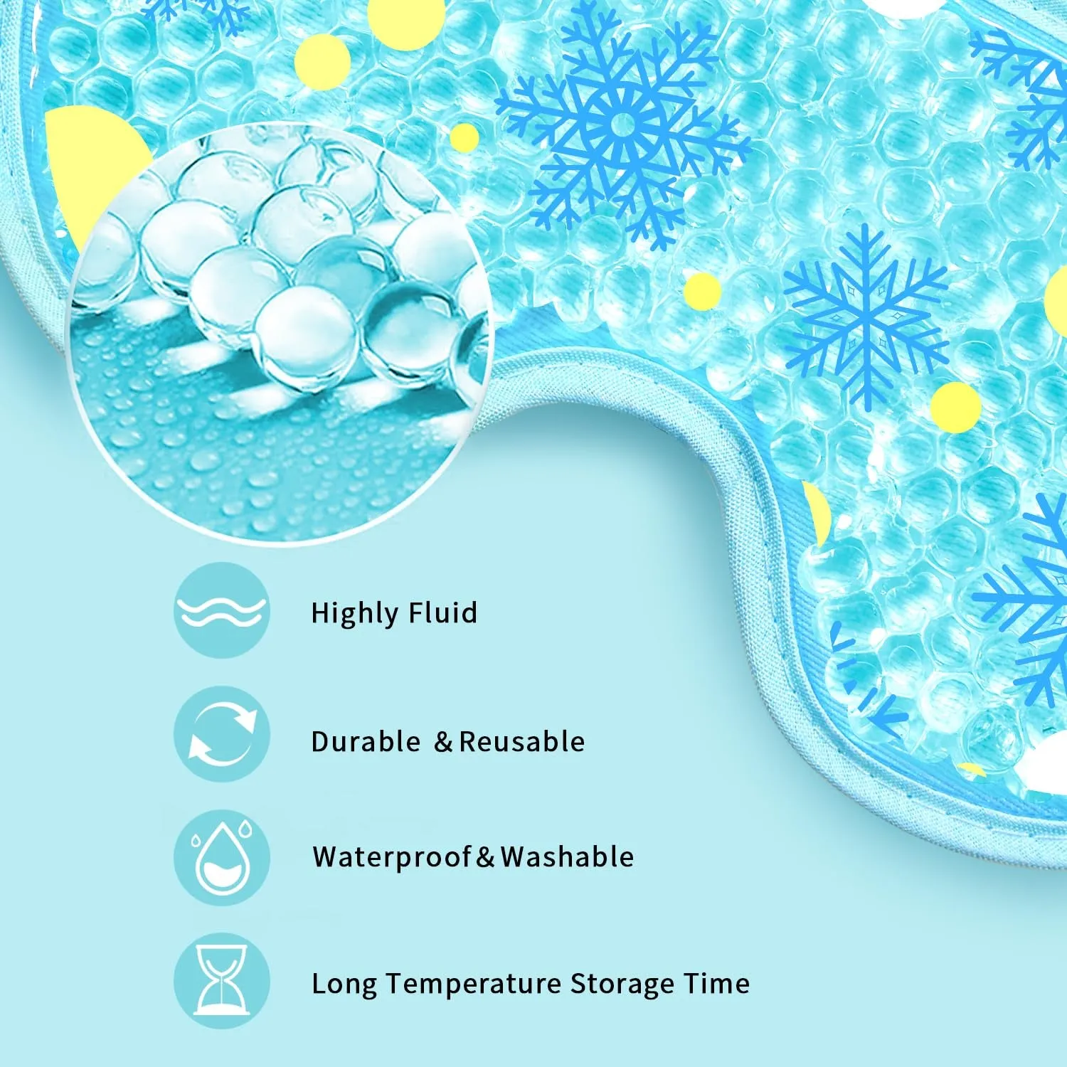2PCS Cooling Eye Mask Gel Eye Mask, Reusable Hot Cold Therapy Cold Eye Mask for Post Surgery, Puffiness, Dark Circles, Eye Bags, Dry Eyes, Migraines with Soft Plush Backing (Heart Snowflake)