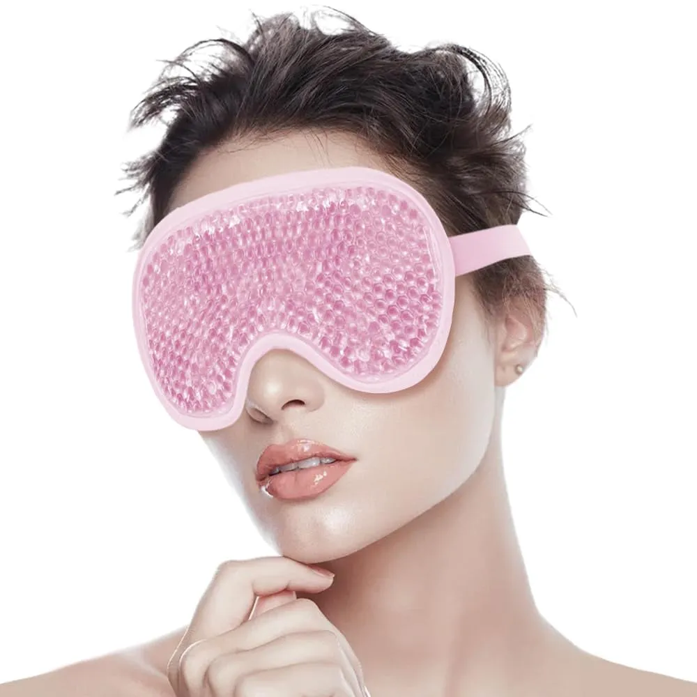 2PCS Cooling Eye Mask Gel Eye Mask, Reusable Hot Cold Therapy Cold Eye Mask for Post Surgery, Puffiness, Dark Circles, Eye Bags, Dry Eyes, Migraines with Soft Plush Backing (Heart Snowflake)