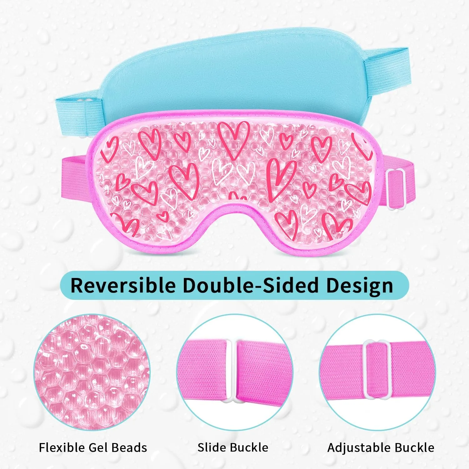 2PCS Cooling Eye Mask Gel Eye Mask, Reusable Hot Cold Therapy Cold Eye Mask for Post Surgery, Puffiness, Dark Circles, Eye Bags, Dry Eyes, Migraines with Soft Plush Backing (Heart Snowflake)