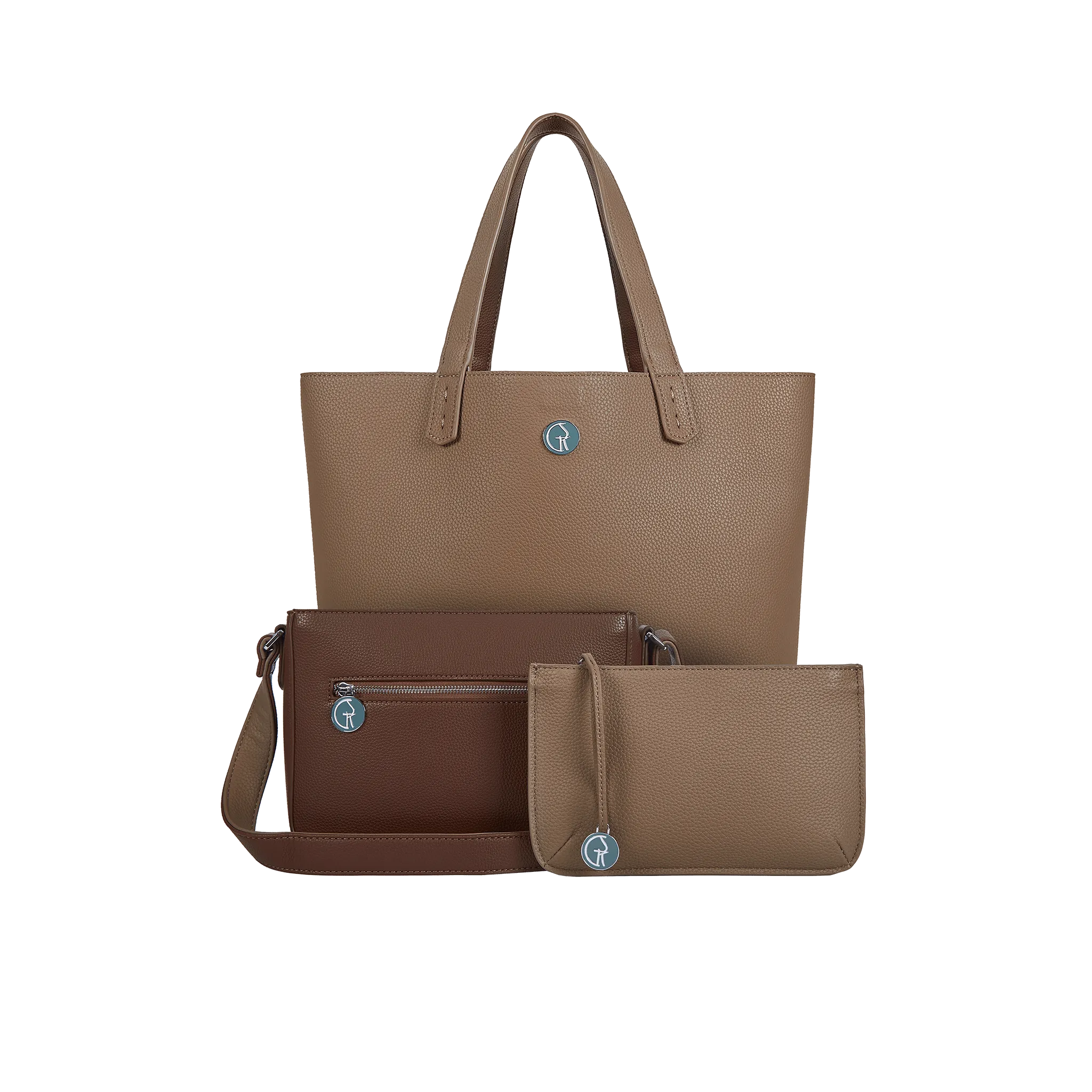 3 Vegan Leather Bags in 1 | Brown & Beige