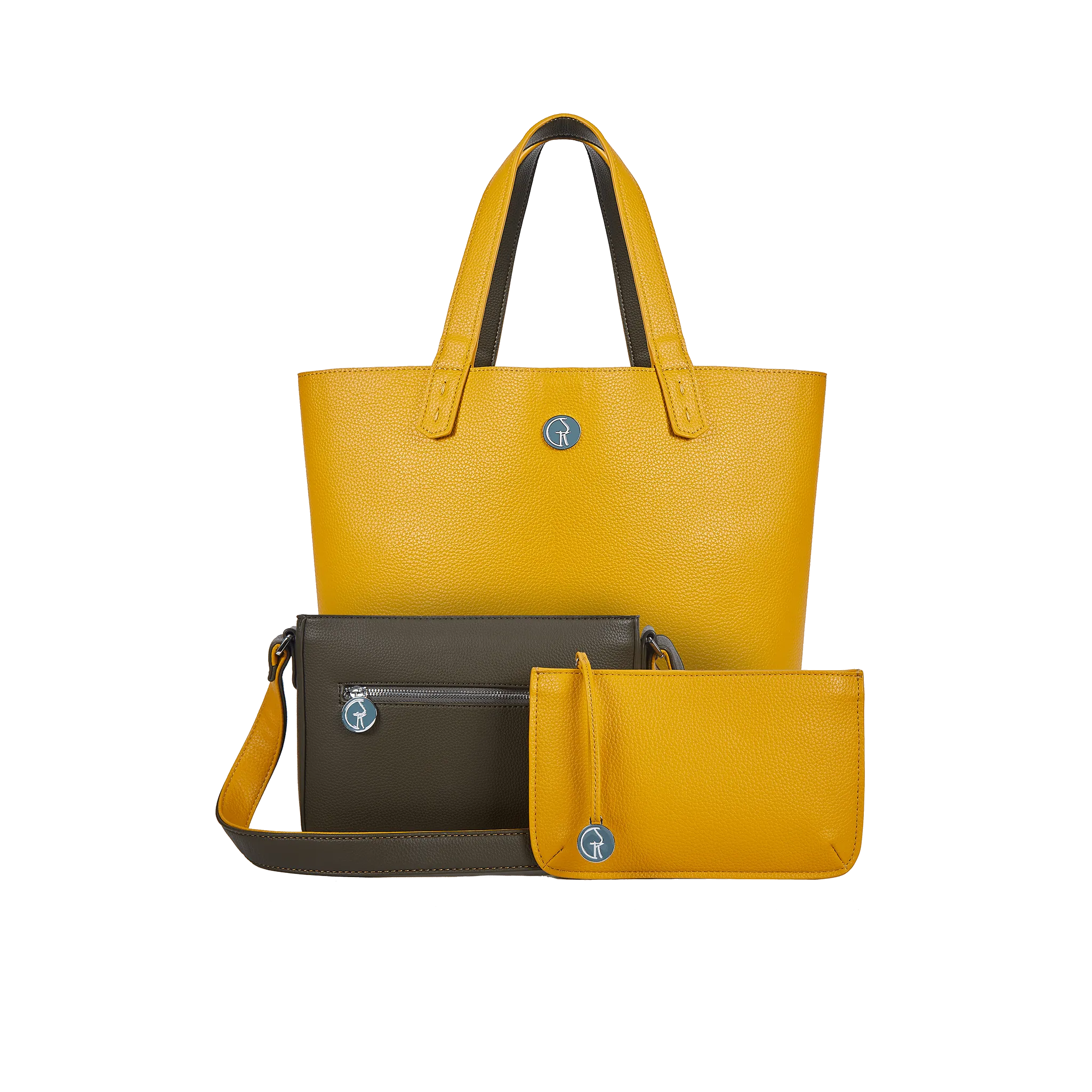 3 Vegan Leather Bags in 1 | Green & Mustard