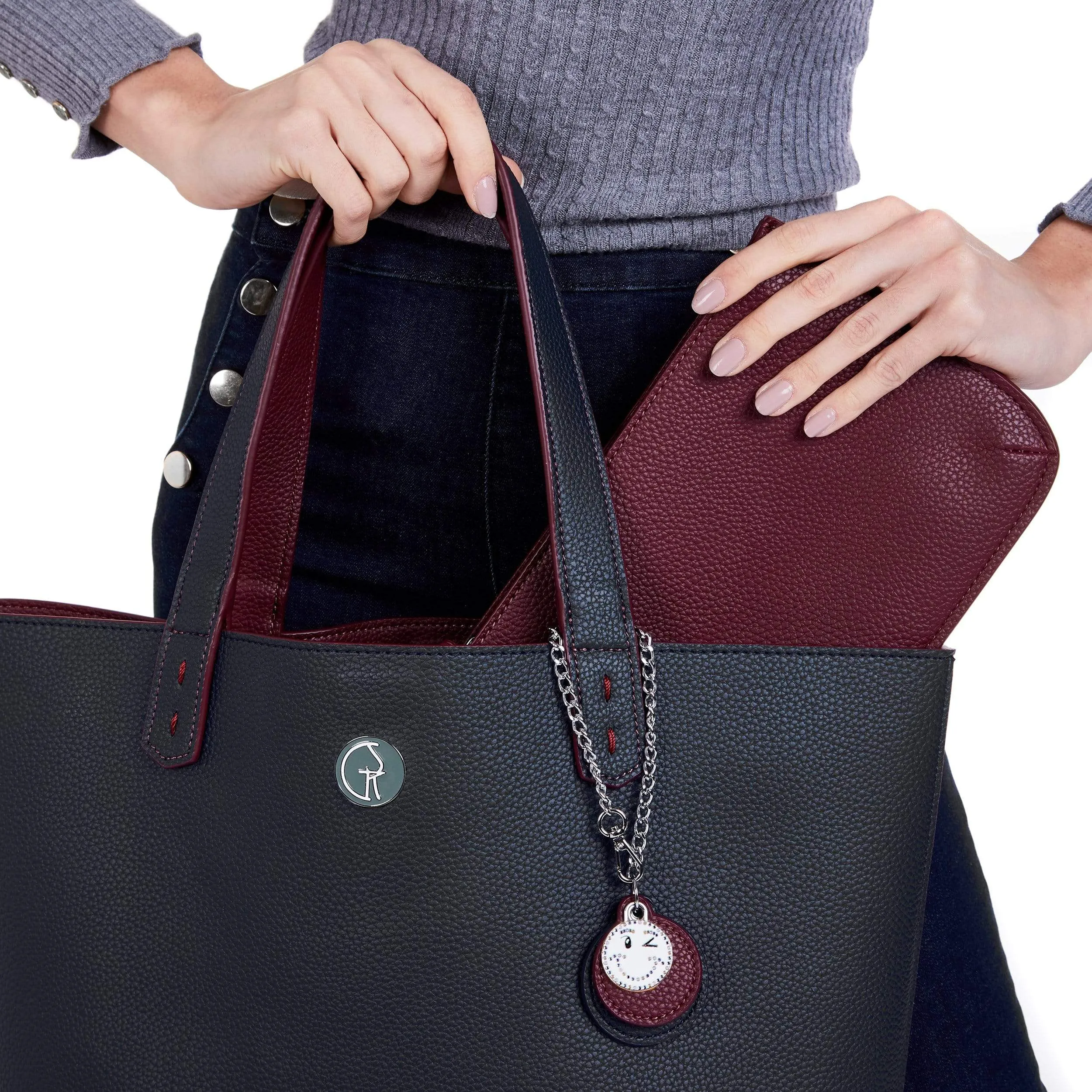 3 Vegan Leather Bags in 1 | Navy & Burgundy