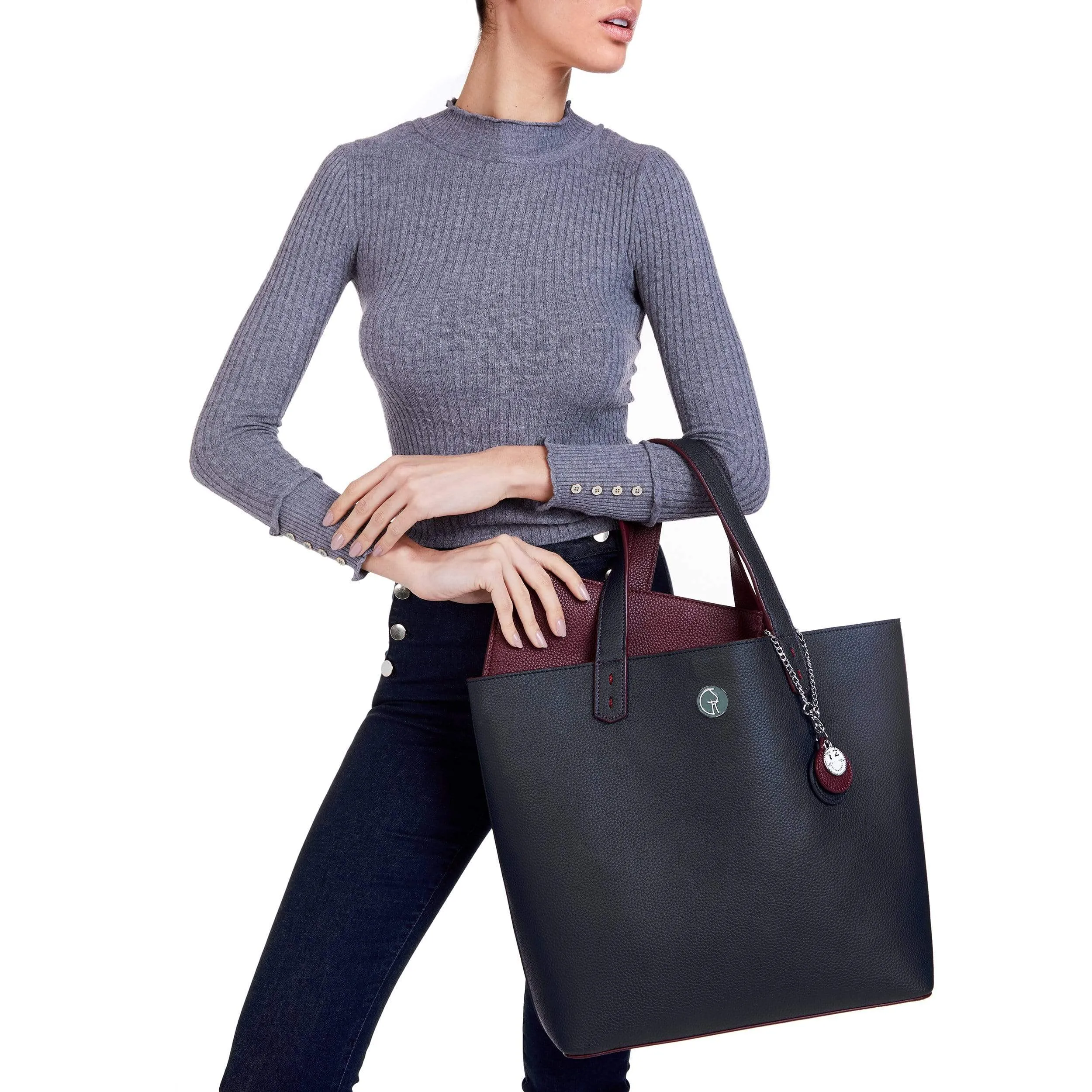 3 Vegan Leather Bags in 1 | Navy & Burgundy