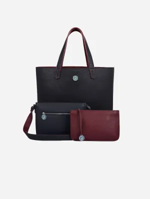3 Vegan Leather Bags in 1 | Navy & Burgundy