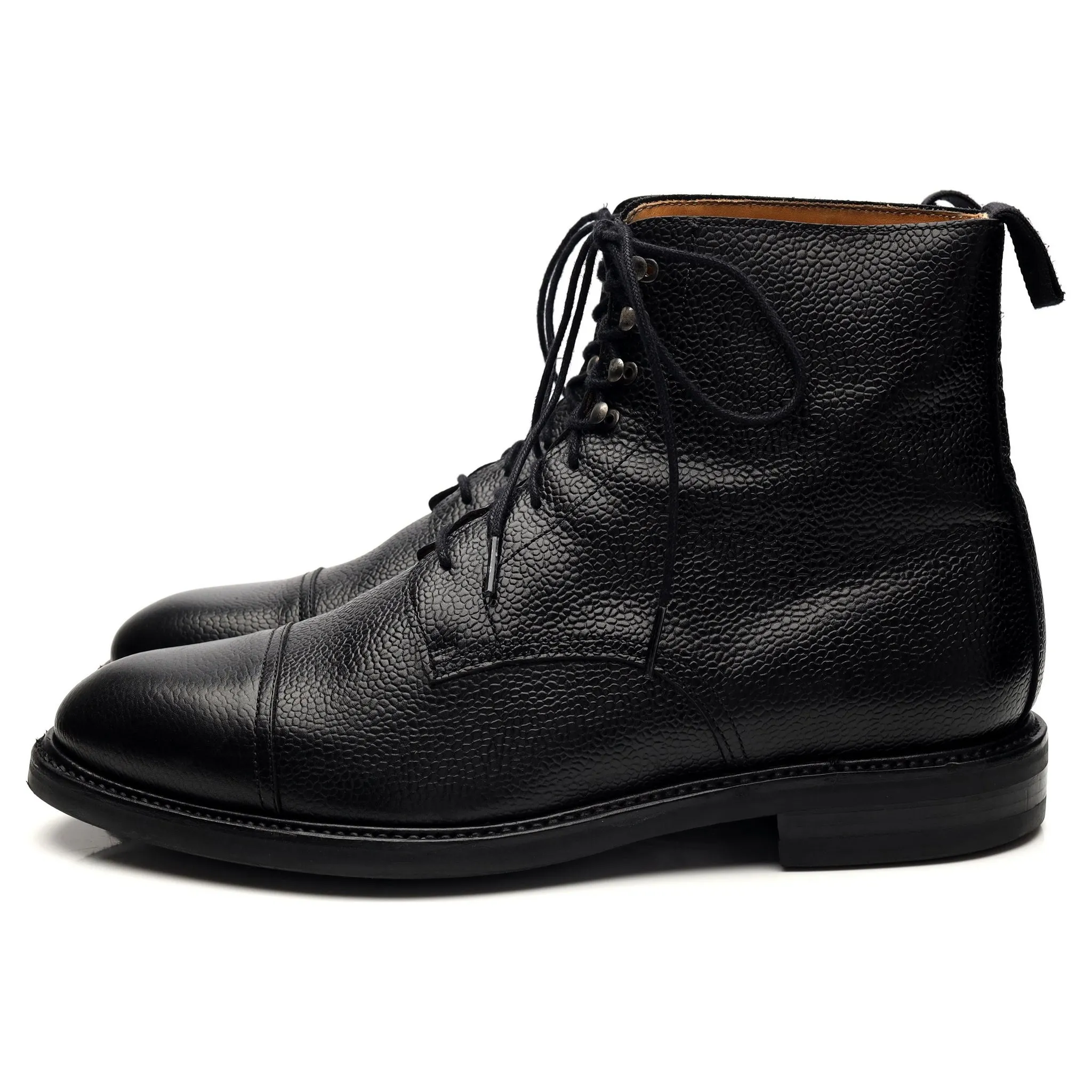 '321' Black Grain Leather Boots UK 10
