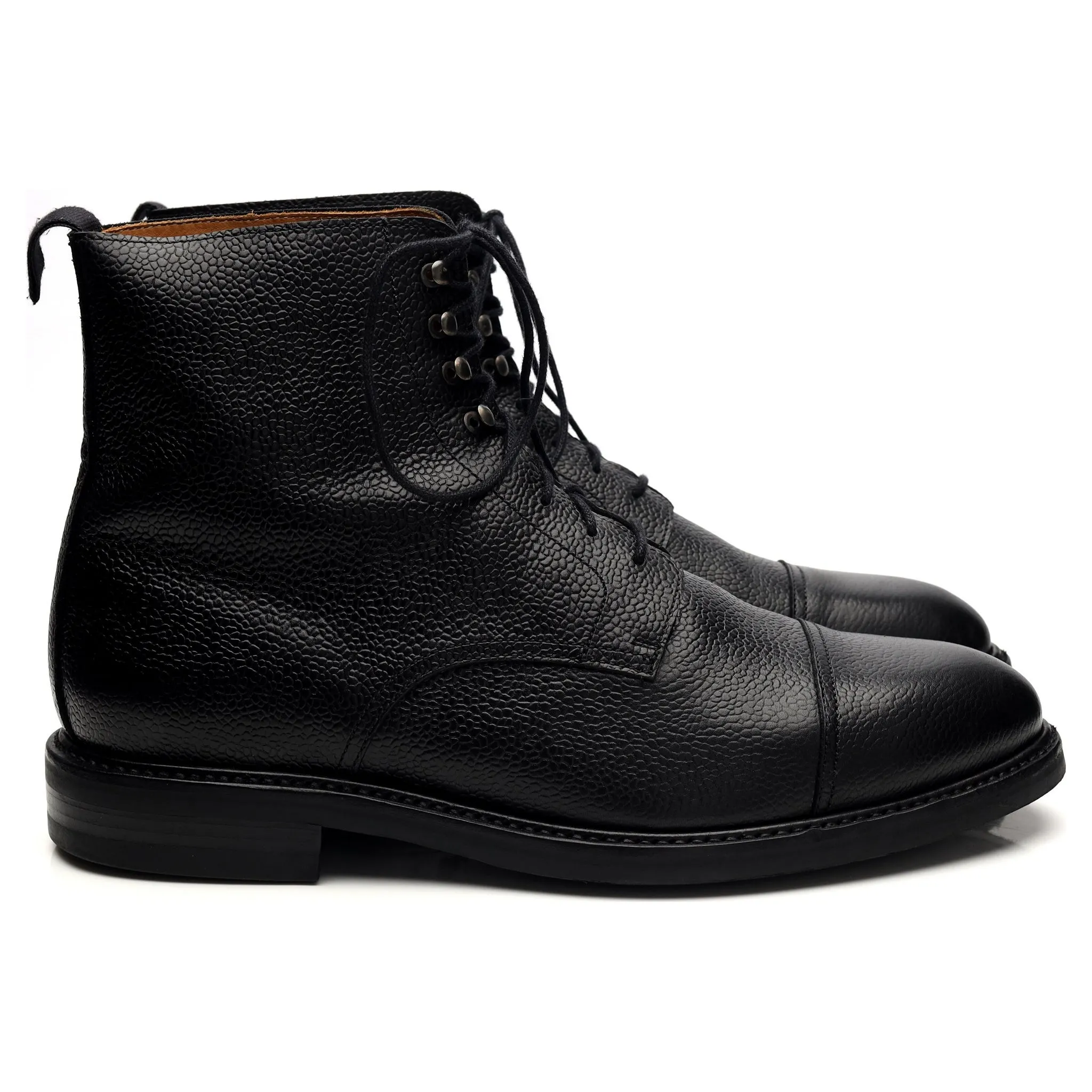 '321' Black Grain Leather Boots UK 10