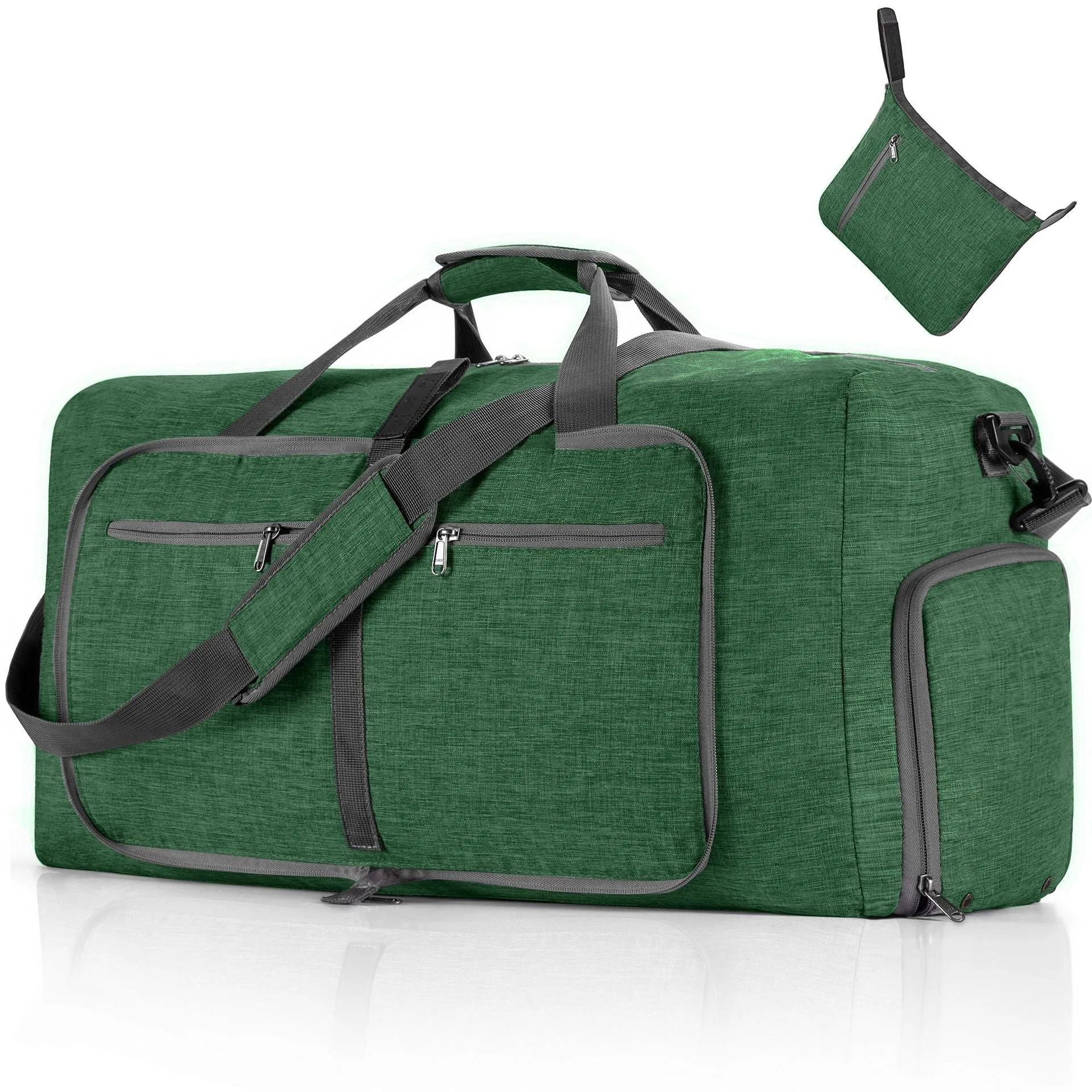 65L Foldable Travel Duffel Bag with Shoes Compartment Overnight Bag for Men Women Waterproof & Tear Resistant