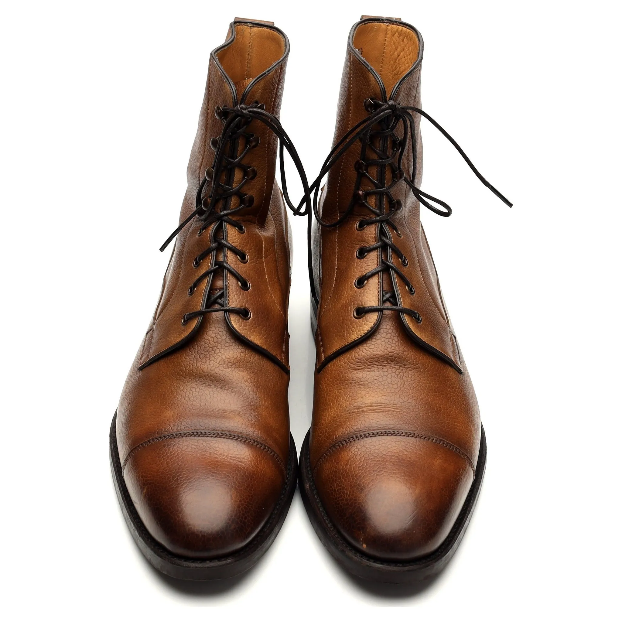 '9156' Brown Grain Leather Field Boots UK 9.5 E