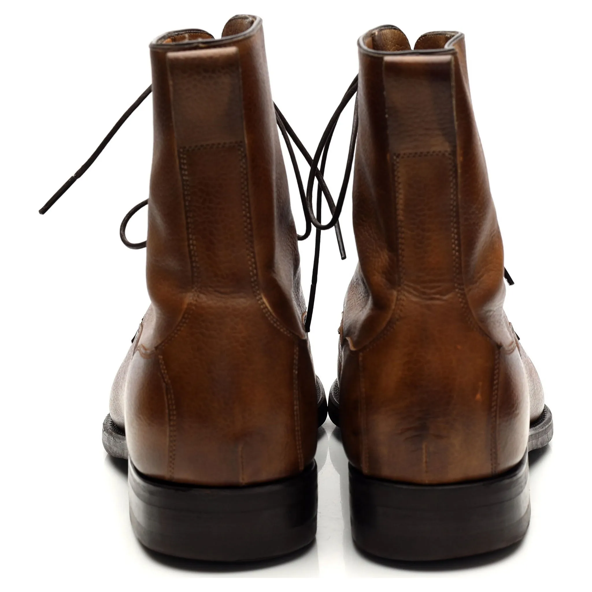 '9156' Brown Grain Leather Field Boots UK 9.5 E