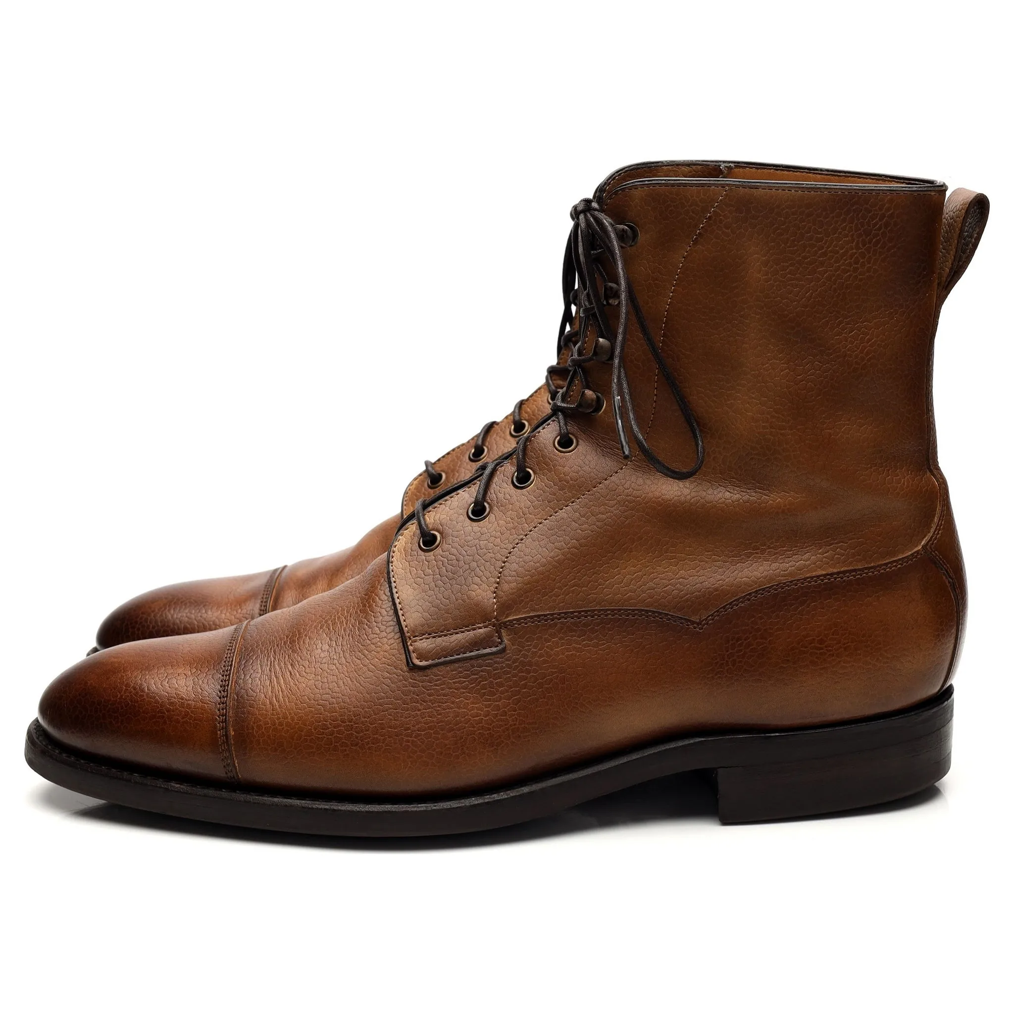 '9156' Brown Grain Leather Field Boots UK 9.5 E
