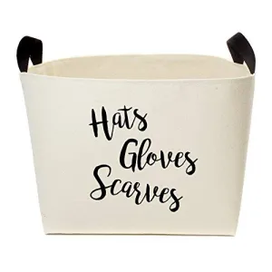 A Southern Bucket Hats Gloves Scarves Canvas Storage Basket, Winter Accessories Organizer