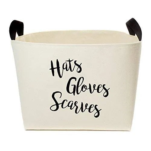 A Southern Bucket Hats Gloves Scarves Canvas Storage Basket, Winter Accessories Organizer