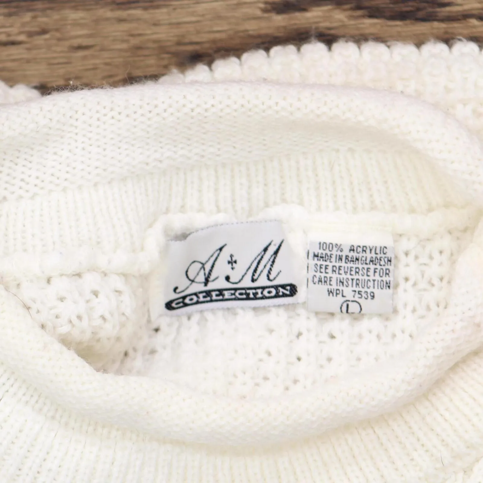 A&M Collection Womens Rolled Neck Chunky Knit Acrylic Sweater White L