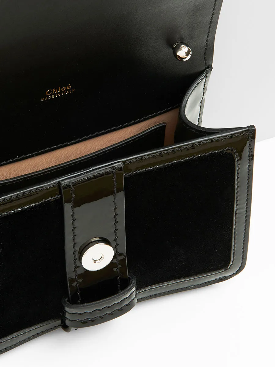 Aby Chain Mini Shoulder Bag in Black Velvet