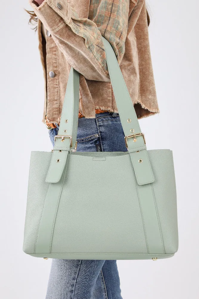Adjustable Strap Pebble Leather Satchel