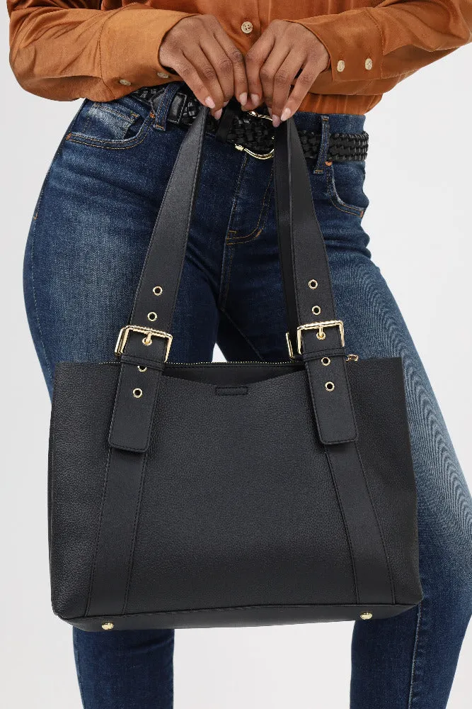 Adjustable Strap Pebble Leather Satchel