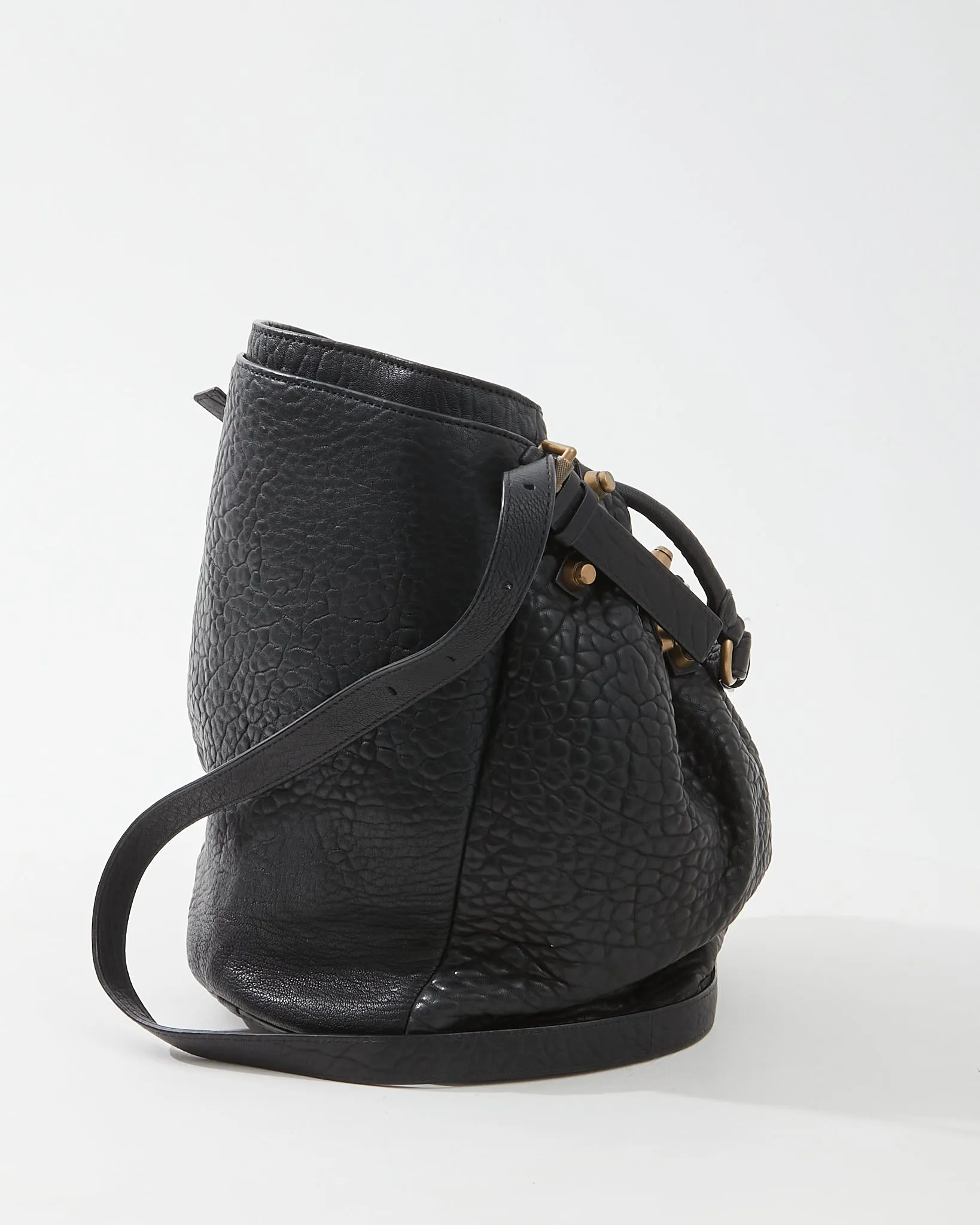 Alexander Wang Black Pebbled Leather Studded Hobo Bag