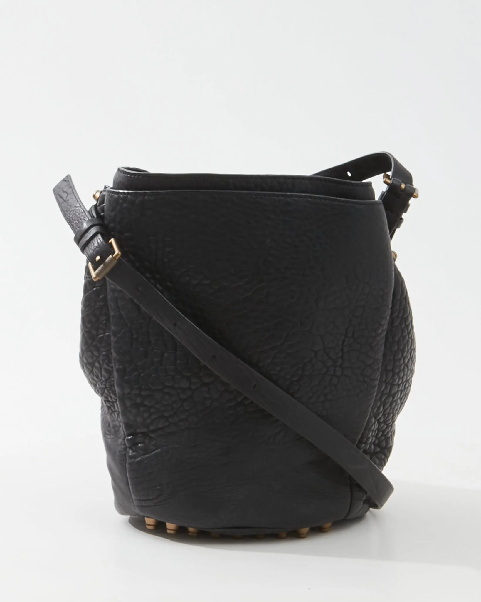 Alexander Wang Black Pebbled Leather Studded Hobo Bag