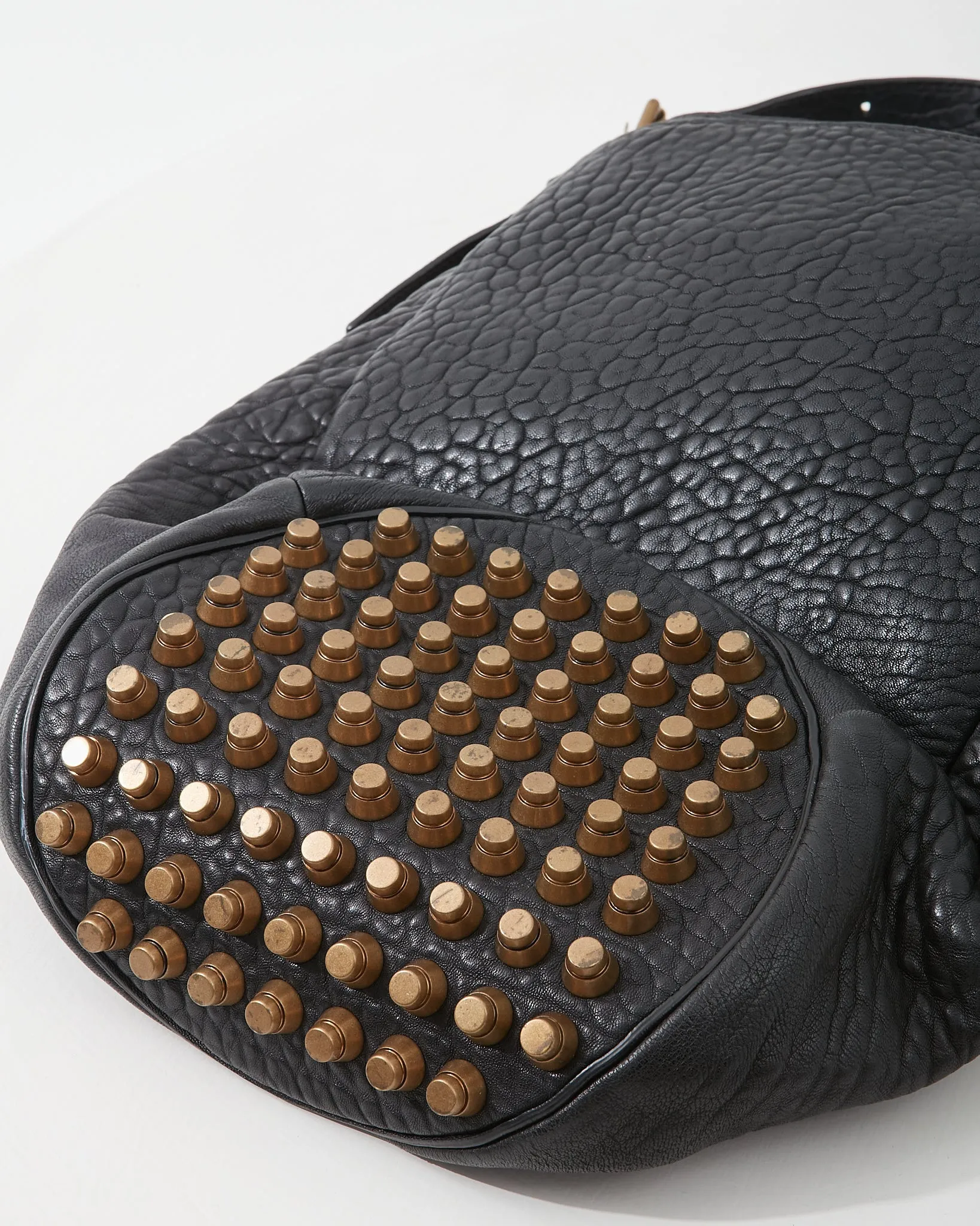 Alexander Wang Black Pebbled Leather Studded Hobo Bag