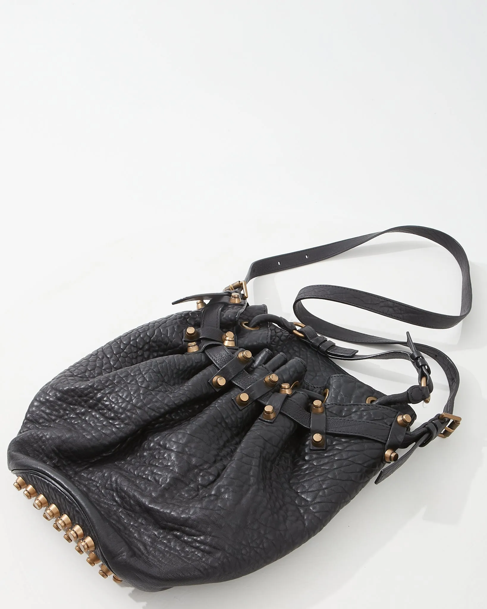 Alexander Wang Black Pebbled Leather Studded Hobo Bag