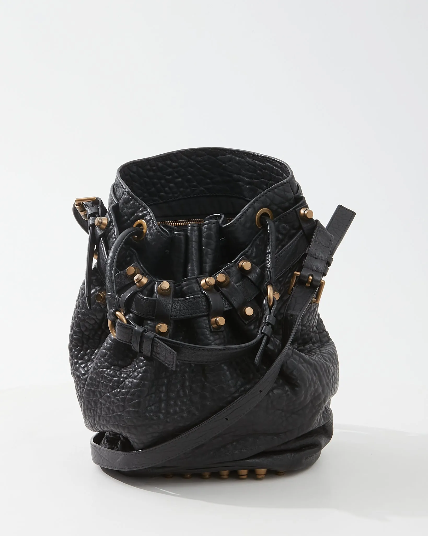 Alexander Wang Black Pebbled Leather Studded Hobo Bag