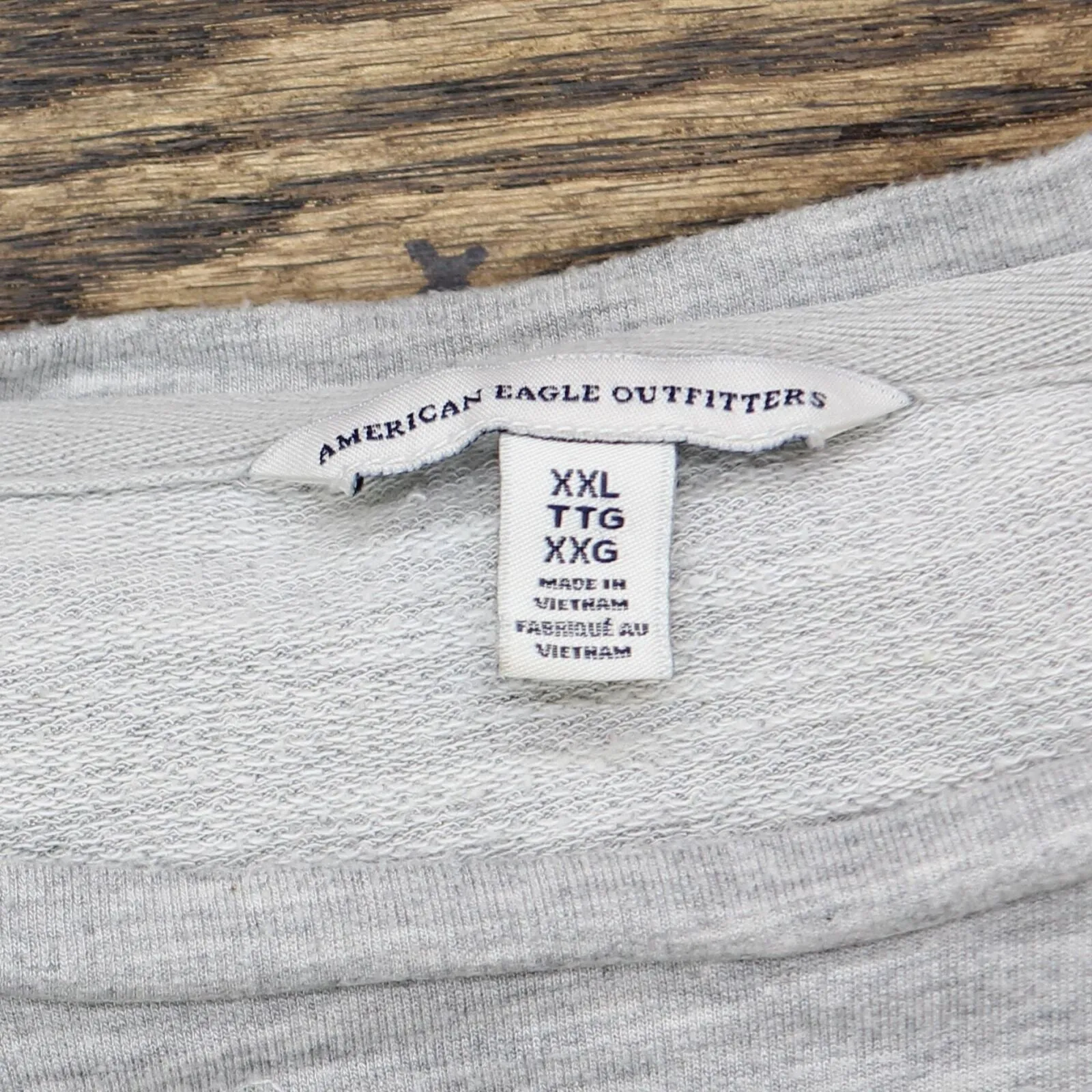 American Eagle Cold Shoulder Crochet Trim Knit French Terry Shirt Gray 2XL