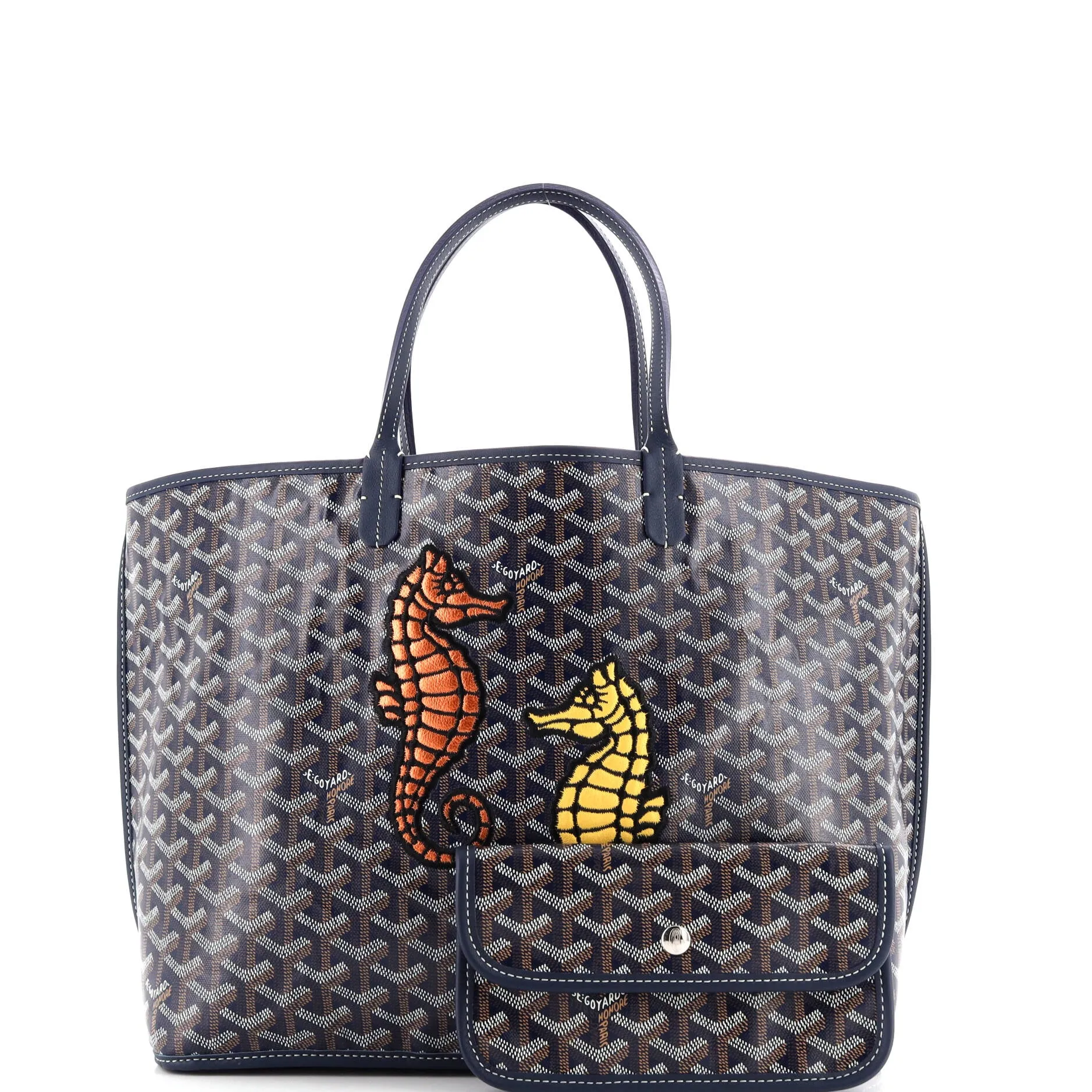 Anjou Reversible Tote Embroidered Coated Canvas PM