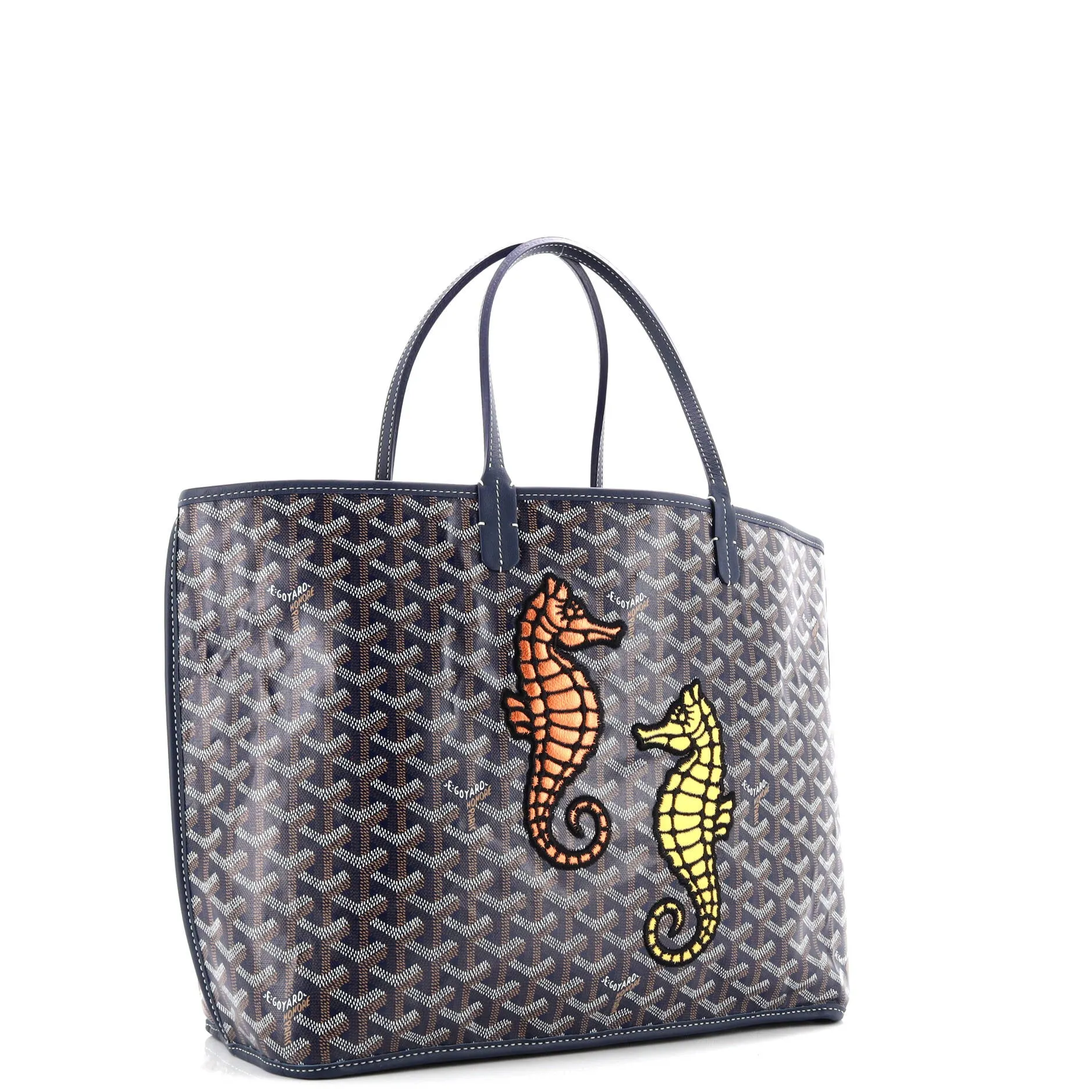Anjou Reversible Tote Embroidered Coated Canvas PM