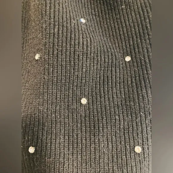 Anthropologie Studded One-Shoulder Sweater in Black Size Medium NWOT $98