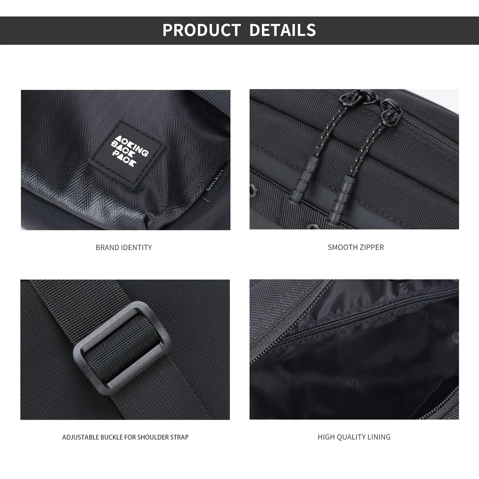 Aoking Black Fashion Men Waterproof Crossbody Sling Bag XK3035-5