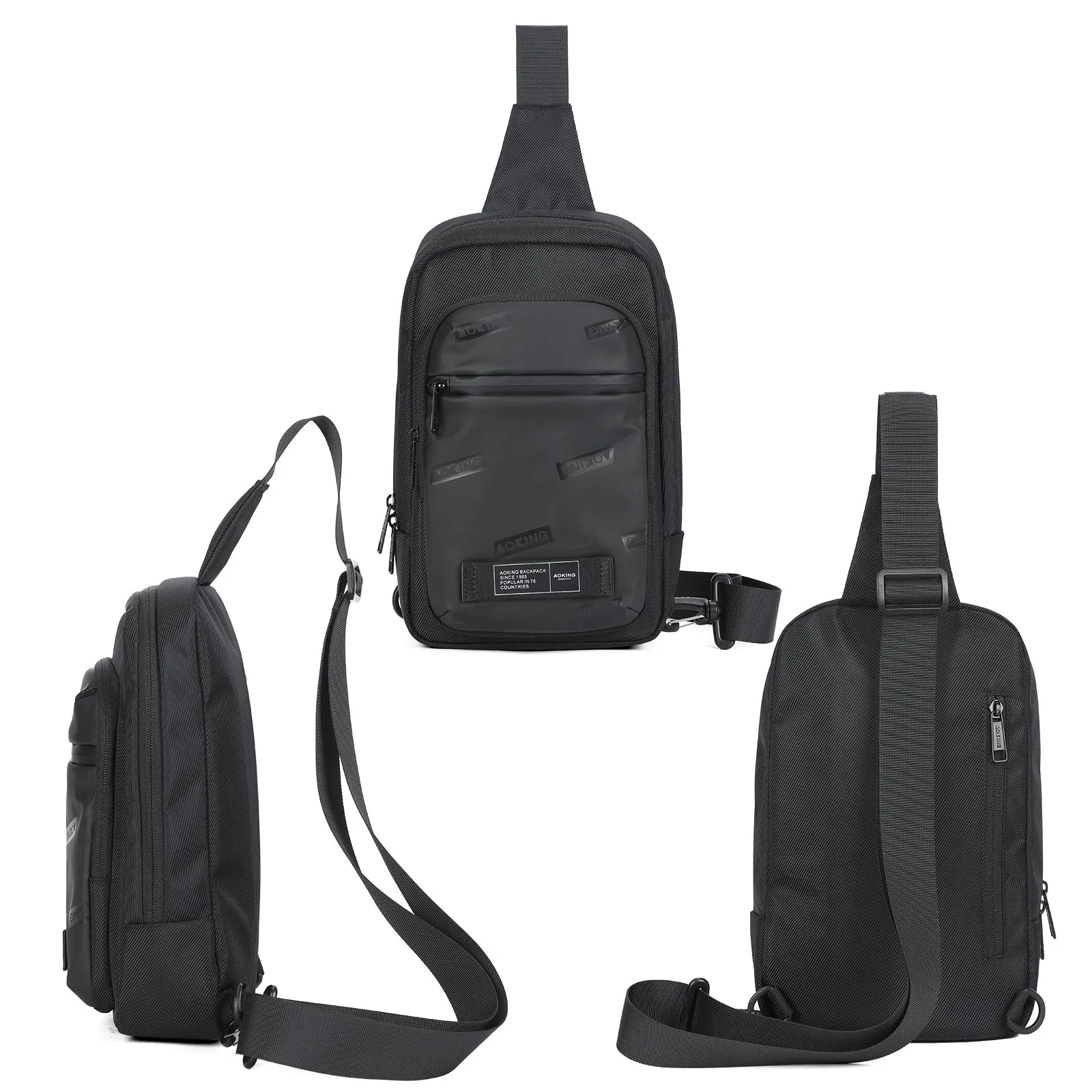Aoking Black Fashion Men Waterproof Crossbody Sling Bag XY3073
