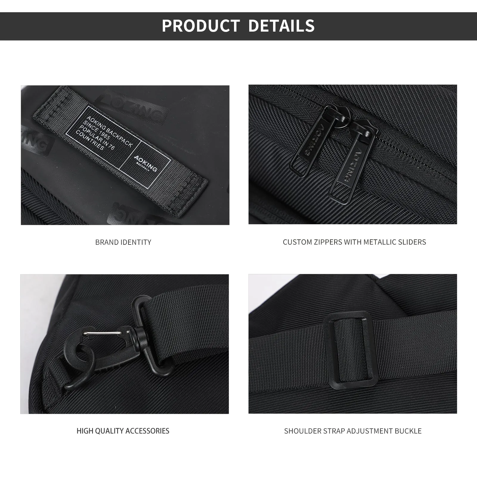 Aoking Black Fashion Men Waterproof Crossbody Sling Bag XY3073