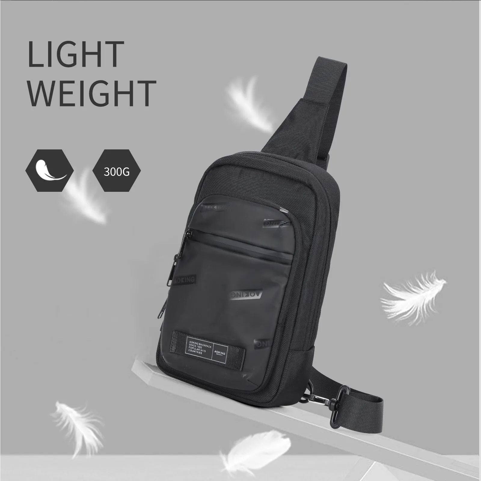 Aoking Black Fashion Men Waterproof Crossbody Sling Bag XY3073
