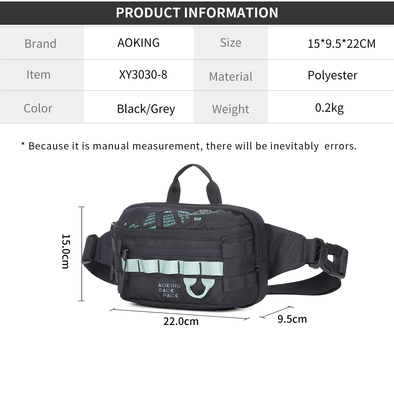 Aoking Casual Sport Lightweight Waist Bag XY3030-8