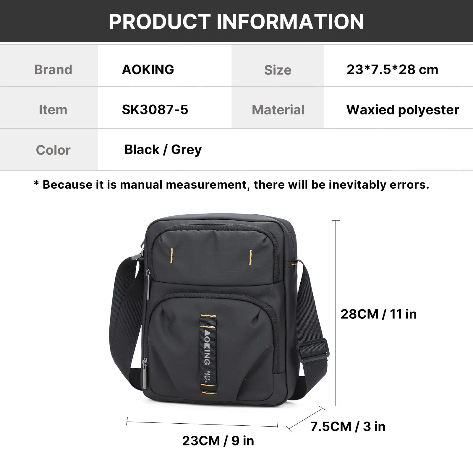 Aoking Durable Large Capacity Cross-Body Shoulder Bag SK3087-5