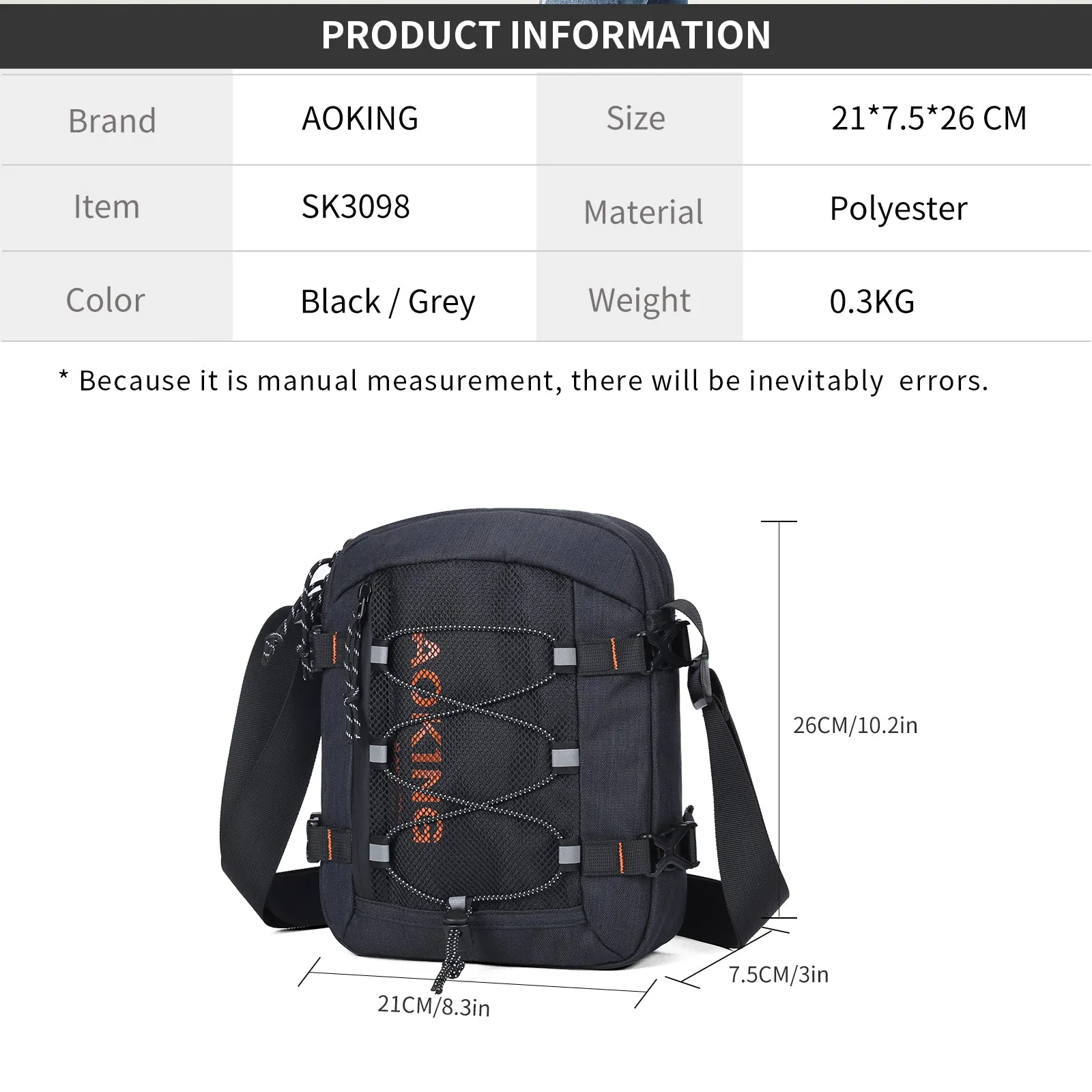 Aoking Fashion Waterproof Durable Crossbody Sling Bag SK3098