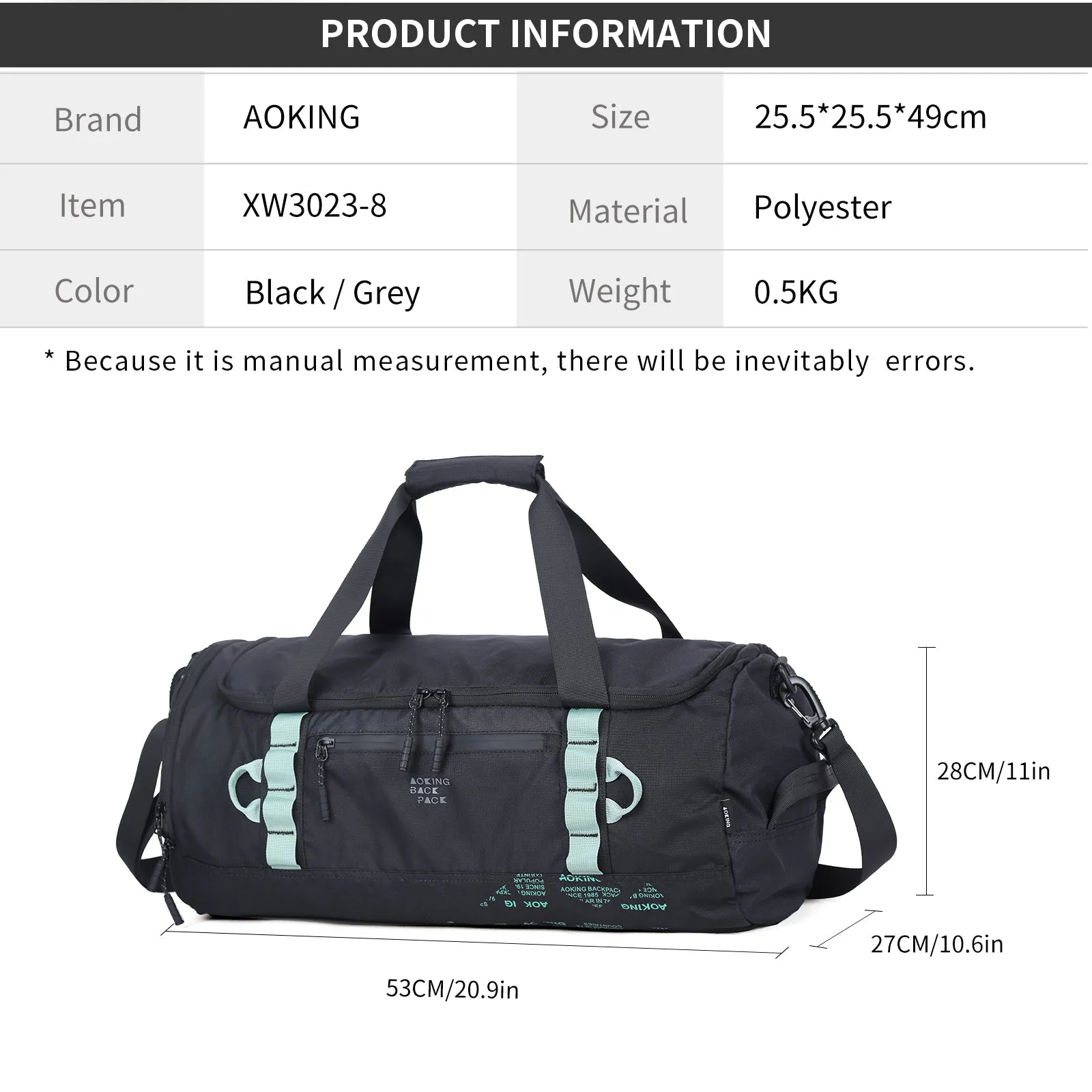 Aoking Travel Bag Large Capacity Duffel Bag XW3023-8