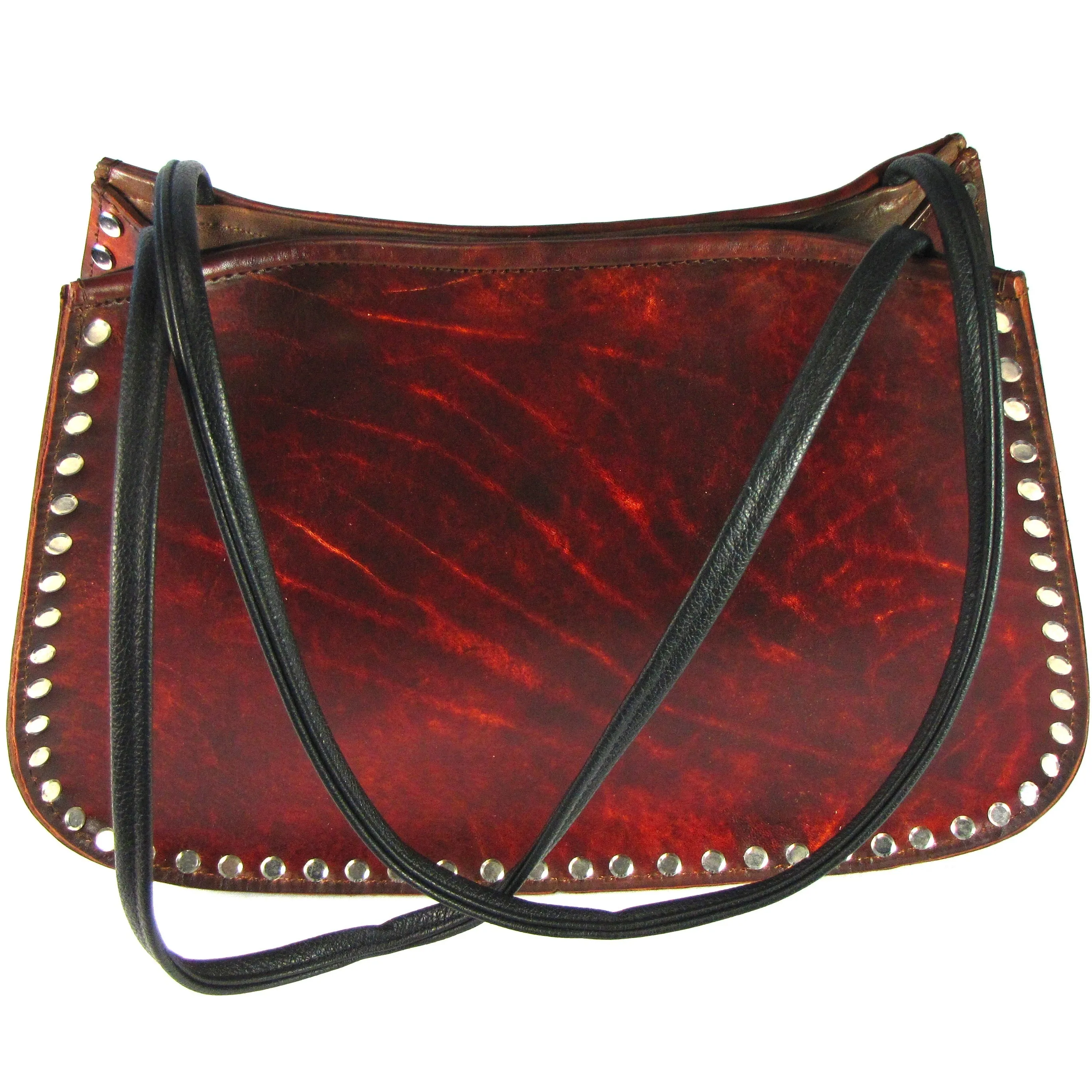 AP39-SB  Antique Finish Studded Shoulder Bag- Skull Biker