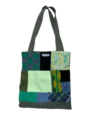 Arkive Vintage Green Patchwork Tote Bag