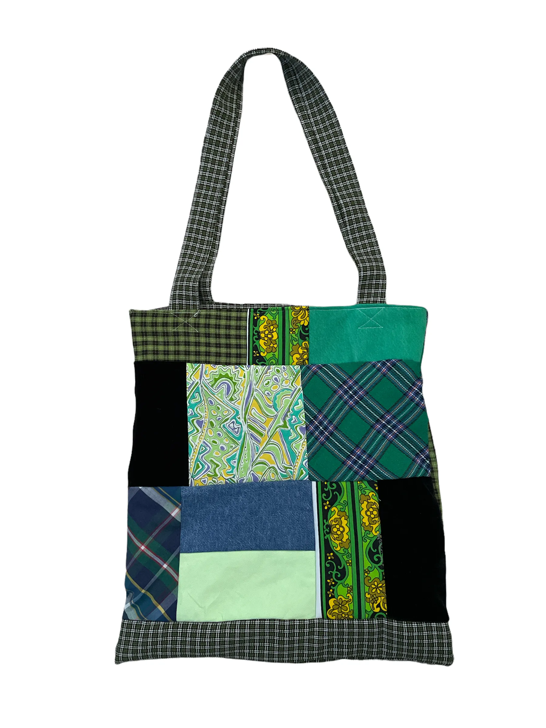 Arkive Vintage Green Patchwork Tote Bag