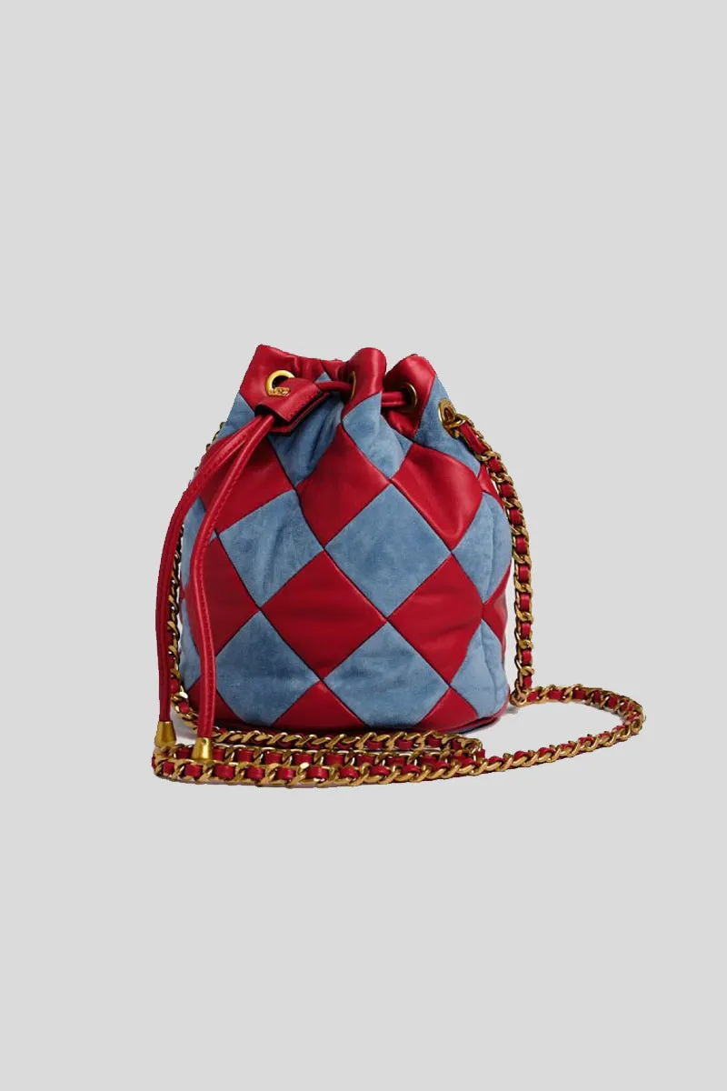 Arlequin Med. Bucket Leather   Suede - Red/jeans