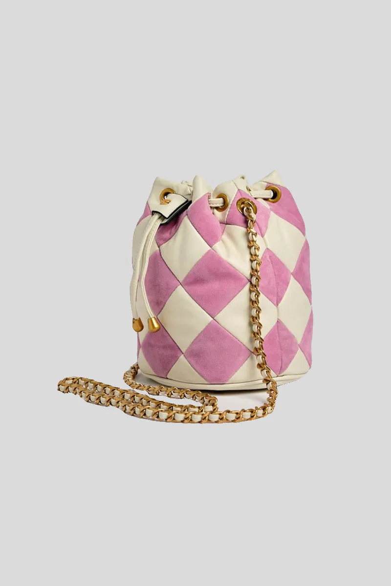 Arlequin Med. Bucket Leather   Suede - White/Pink