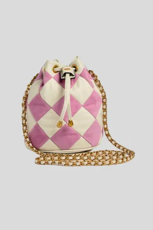 Arlequin Med. Bucket Leather   Suede - White/Pink