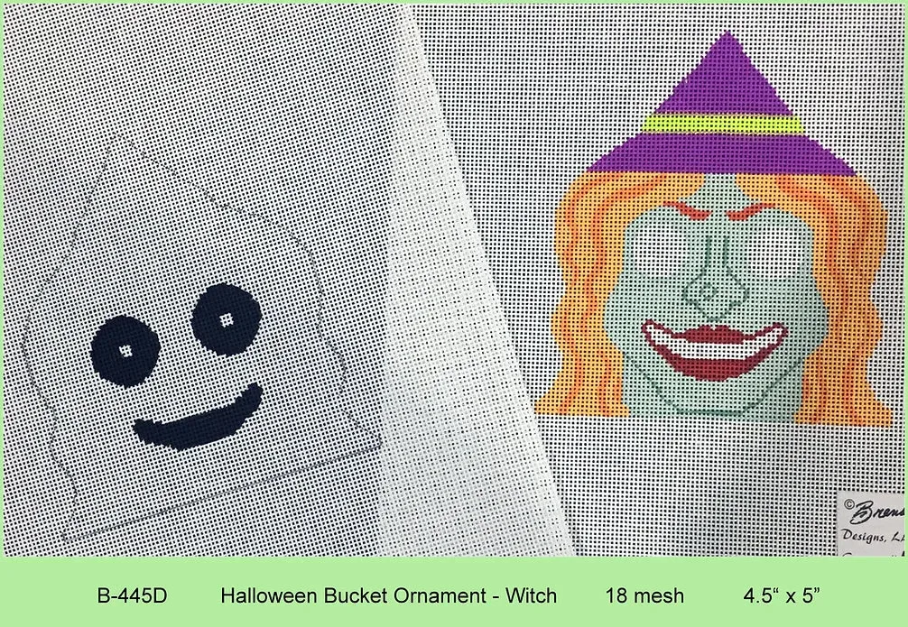 B-445D Halloween Bucket Ornament - Witch